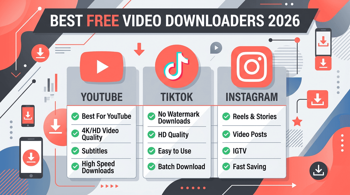 Best free video downloaders 2026 - compare YouTube TikTok Instagram