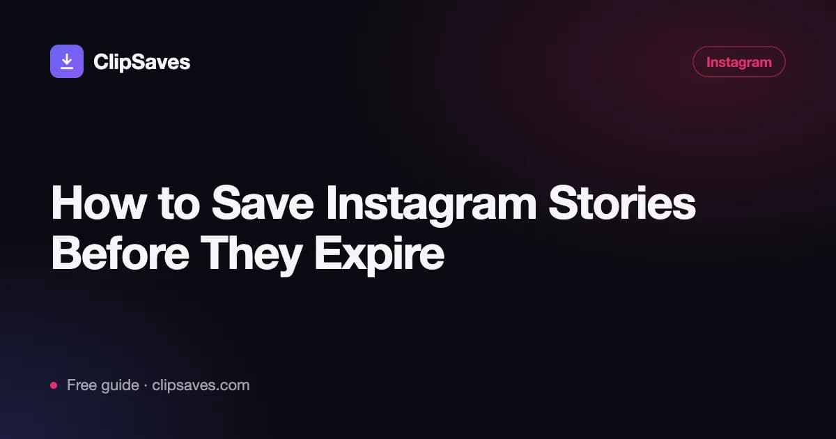How to Save Instagram Stories Before They Expire: ClipSaves guide cover